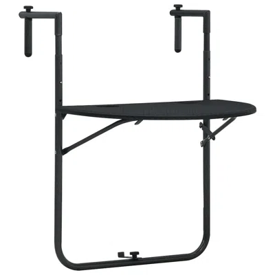 VIDAXL HANGING BALCONY TABLE BLACK 23.6"X25.2"X32.9" PLASTIC RATTAN LOOK, 47894