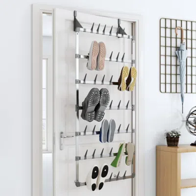 Vidaxl Hanging Shoe Rack Silver 26"x5.1"x54.7" In Metallic