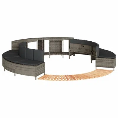 Vidaxl Hot Tub Surround Gray Poly Rattan And Solid Wood Acacia