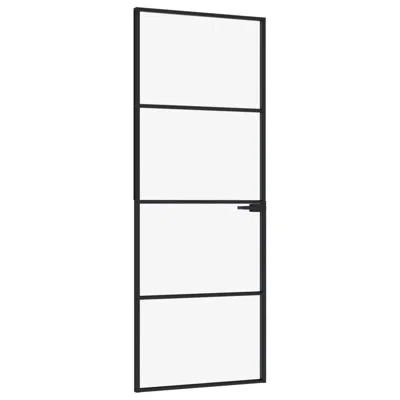 Vidaxl Interior Door Black 79.3" Tempered Glass And Aluminum Slim