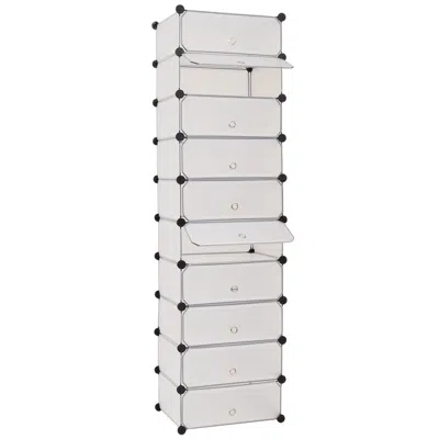 Vidaxl Interlocking Shoe Organizer With 10 Compartments White, 244919
