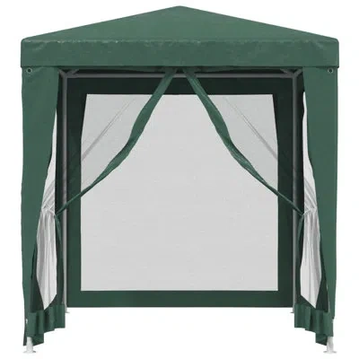 Vidaxl Iron Party Tent Gazebo With 4 Mesh Sidewalls In Green