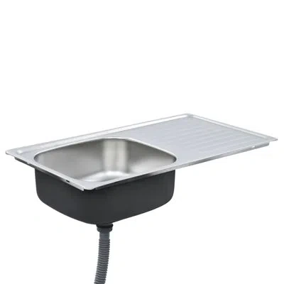 Vidaxl Kitchen Sink, Drop-in Sink With Drainboard, Single Bowl, Stainless Steel In Silver