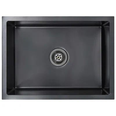Vidaxl Kitchen Sink With Strainer, Stainless Steel Top-mount Sink, Fast Drainage, Anti-corrosion In Black