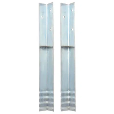 Vidaxl L-shaped Ground Anchors 2 Pcs Galvanised Steel 2"x2"x19.7", 142301 In Blue