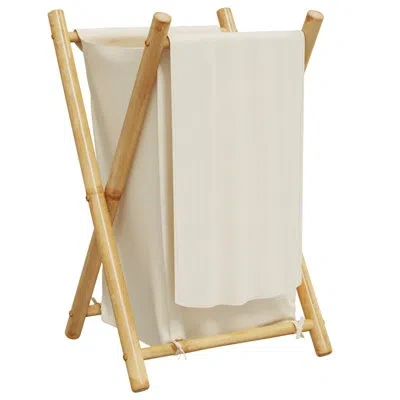 Vidaxl Laundry Basket Cream White 16.3"x14.2"x25" Bamboo