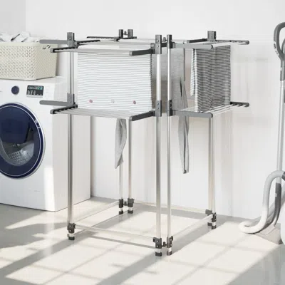 Vidaxl Laundry Drying Rack 42.1"x42.1"x47.2" Aluminum In Metallic