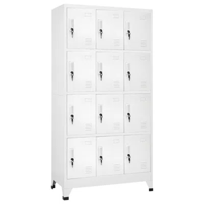 Vidaxl Locker Cabinet With 12 Compartments 35.4"x17.7"x70.9", 244476 In White
