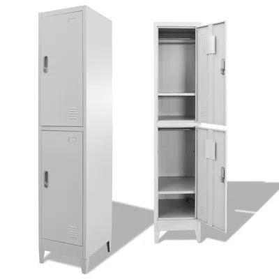 Vidaxl Locker Cabinet With 2 Compartments 15"x17.7"x70.9", 244473 In Gray