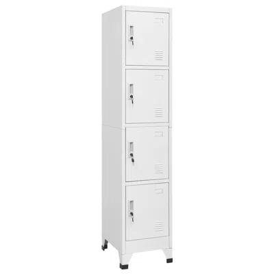 Vidaxl Locker Cabinet With 4 Compartments 15"x17.7"x70.9", 244475 In White