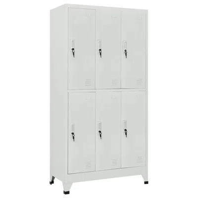 Vidaxl Locker Cabinet With 6 Compartments Steel 35.4"x17.7"x70.9" Gray, 20156 In White