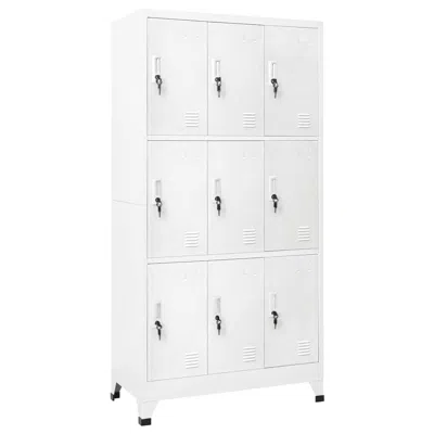 Vidaxl Locker Cabinet With 9 Compartments Steel 35.4"x17.7"x70.9" Gray, 20157 In White