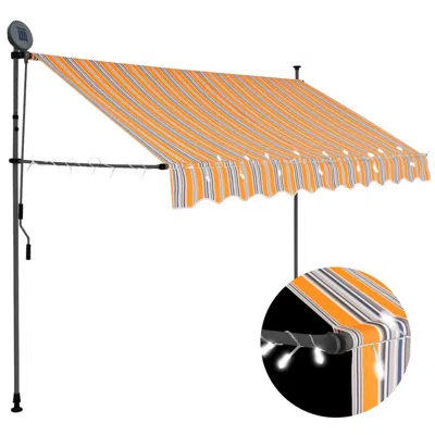 Vidaxl Manual Retractable Awning With Led 118.1" Yellow And Blue