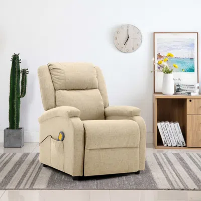 Vidaxl Massage Chair Cream Polyester Fabric And Metal Medium In Brown