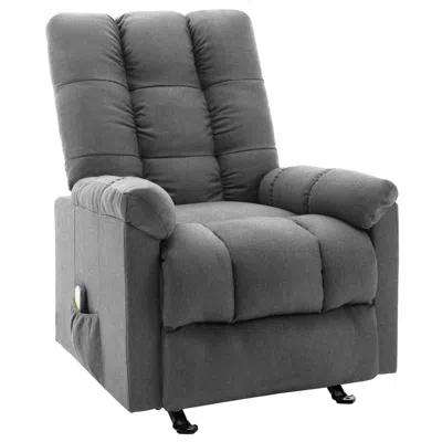 Vidaxl Massage Reclining Chair Light Grey Polyester Fabric Medium