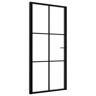 Vidaxl Metal And Glass Slab Door In Black