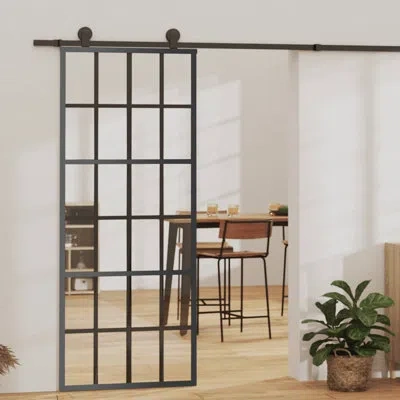 Vidaxl Metal And Glass Sliding Closet Doors In Black