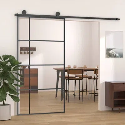 Vidaxl Metal And Glass Sliding Closet Doors In Black