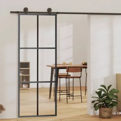 Vidaxl Metal And Glass Sliding Closet Doors In Black