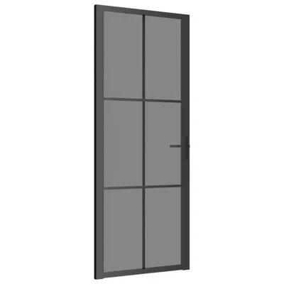 Vidaxl Metal And Glass Sliding Closet Doors In Black,dark Transparent