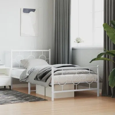 Vidaxl Metal Bed Frame With Headboard And Footboard Black In White