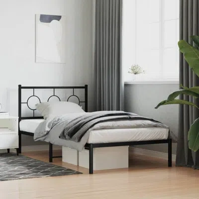 Vidaxl Metal Bed Frame With Headboard In Black