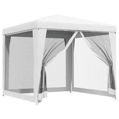 Vidaxl Metal Party Tent With 4 Mesh Sidewalls In White