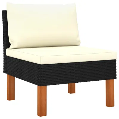 Vidaxl Middle Sofa Poly Rattan And Solid Eucalyptus Wood 5762 In Neutral