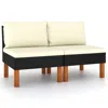 Vidaxl Middle Sofas 2 Pcs Poly Rattan And Solid Eucalyptus Wood 5765
