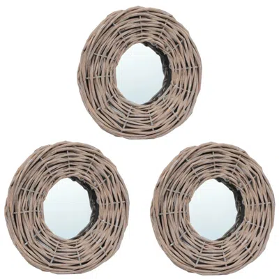 Vidaxl Mirrors 3 Pcs 5.9" Wicker, 287625 In Brown