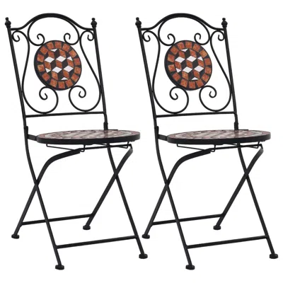 Vidaxl Mosaic Bistro Chairs 2 Pcs Brown Ceramic, 46714 In Black
