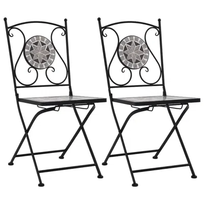 Vidaxl Mosaic Bistro Chairs 2 Pcs Gray, 46716 In Black