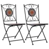 Vidaxl Mosaic Bistro Chairs 2 Pcs Orange/gray, 46718