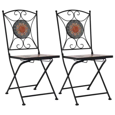 Vidaxl Mosaic Bistro Chairs 2 Pcs Orange/gray, 46718 In Black