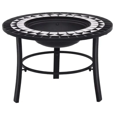Vidaxl Mosaic Fire Pit Black And White 26.8" Ceramic, 46721
