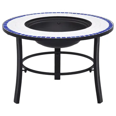 Vidaxl Mosaic Fire Pit Blue And White 26.8" Ceramic, 46720 In Black