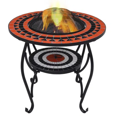 Vidaxl Mosaic Fire Pit Table Terracotta And White 26.8" Ceramic, 46726 In Multi