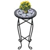 Vidaxl Mosaic Side Table Plant Table Black White, 41129