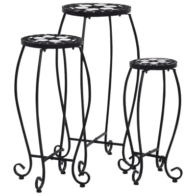 Vidaxl Mosaic Tables 3 Pcs Black And White Ceramic, 46703 In Blue