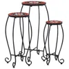 Vidaxl Mosaic Tables 3 Pcs Terracotta And White Ceramic, 46704