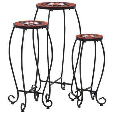 Vidaxl Mosaic Tables 3 Pcs Terracotta And White Ceramic, 46704 In Multi