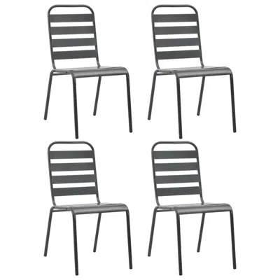 Vidaxl Outdoor Chairs 4 Pcs Slatted Design Steel Dark Gray, 310155