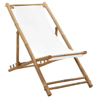 Vidaxl Outdoor Deck Chair Bamboo And Canvas, 41491 In Brown
