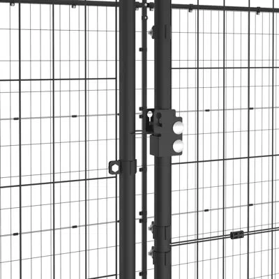 Vidaxl Outdoor Dog Kennel Steel With Roof In Black,silver