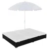 Vidaxl Outdoor Lounge Bed With Umbrella Poly Rattan Black, 42950