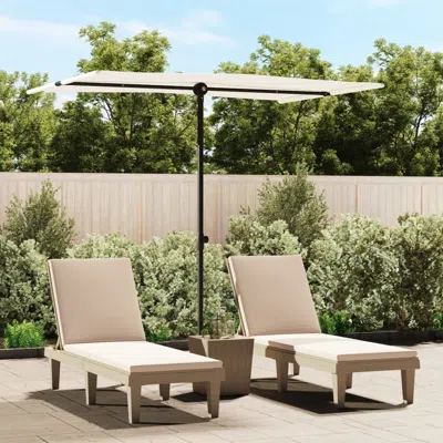 Vidaxl Outdoor Parasol With Aluminum Pole 78.7"x59.1" Sand White 7337 In Neutral