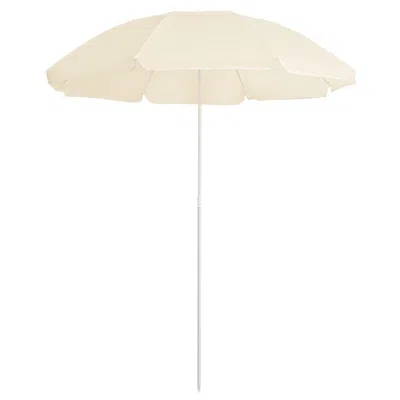 Vidaxl Outdoor Parasol With Steel Pole Sand 70.9" In White