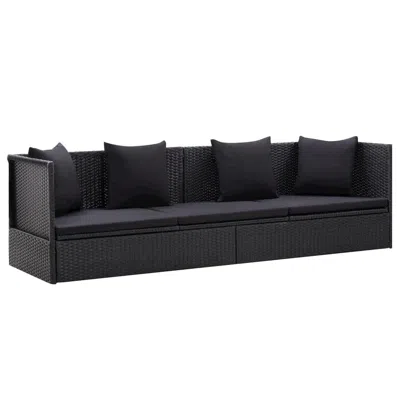 Vidaxl Outdoor Sofa With Cushion And Pillow Poly Rattan Black, 46087