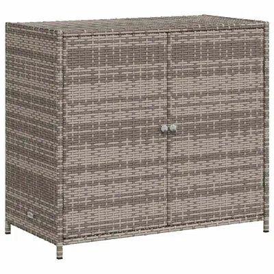 Vidaxl Outdoor Storage Box 80 Gal Deck Box Pe Rattan With Water-resistant Bag, Black 32.7"x17.7"x29.9" For  In Gray