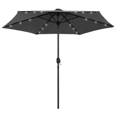 Vidaxl Parasol With Led Lights And Aluminum Pole 106.3" Anthracite 7354 In Black